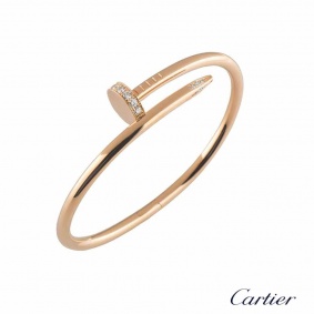 Cartier Rose Gold Diamond Juste Un Clou Bracelet Size 18 B6048518